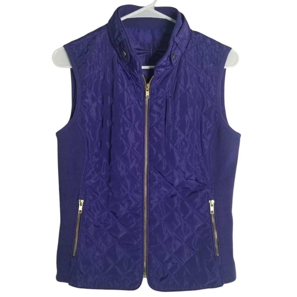 Anthropologie Tyler Boe Quilted Moto Vest Full Zip Purple Size S